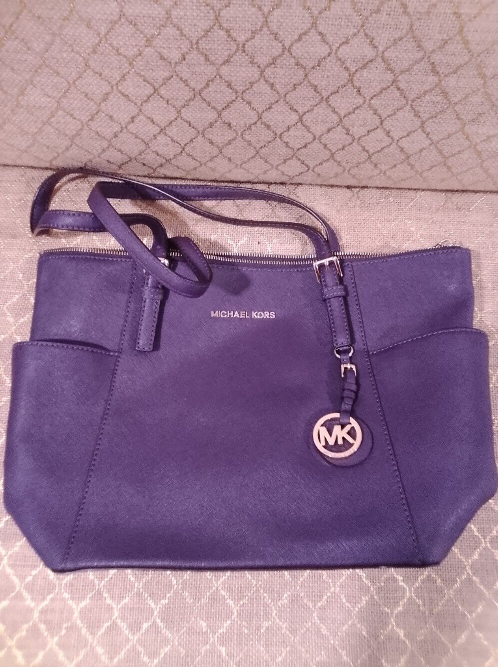 Michael Kors Purple Saffiano Leather Crossbody Bag
